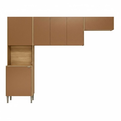 Cozinha Compacta Soul 6 Portas Freijó/Caramelo - Kits Paraná