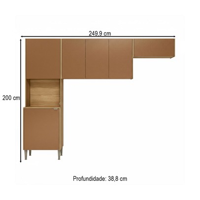 Cozinha Compacta Soul 6 Portas Freijó/Caramelo - Kits Paraná