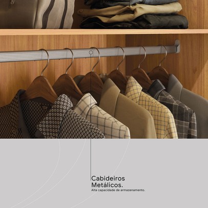 Guarda-Roupa Casal Vizanno 10 Portas 4 Gavetas com Espelho Cinamon/Off White - Demobile