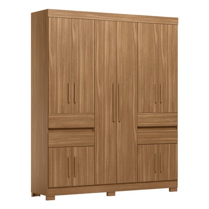 Guarda-Roupa Casal Vizanno 10 Portas 4 Gavetas Amêndola Touch - Demobile