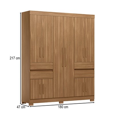 Guarda-Roupa Casal Vizanno 10 Portas 4 Gavetas Amêndola Touch - Demobile