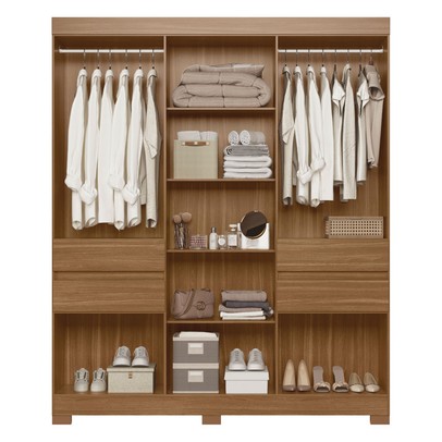 Guarda-Roupa Casal Vizanno 10 Portas 4 Gavetas Amêndola Touch - Demobile