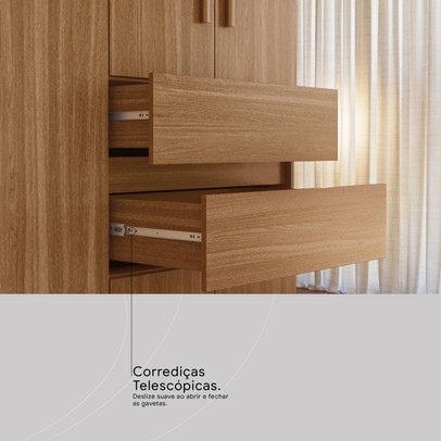 Guarda-Roupa Casal Vizanno 10 Portas 4 Gavetas Amêndola Touch - Demobile