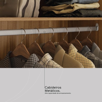 Guarda-Roupa Casal Vizanno 10 Portas 4 Gavetas Amêndola Touch - Demobile