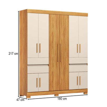 Guarda-Roupa Casal Vizanno 10 Portas 4 Gavetas Cinamon/Off-White - Demobile