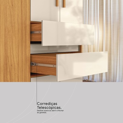 Guarda-Roupa Casal Vizanno 10 Portas 4 Gavetas Cinamon/Off-White - Demobile