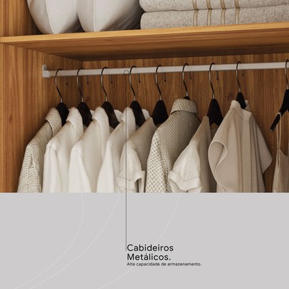 Guarda-Roupa Casal Vizanno 10 Portas 4 Gavetas Cinamon/Off-White - Demobile