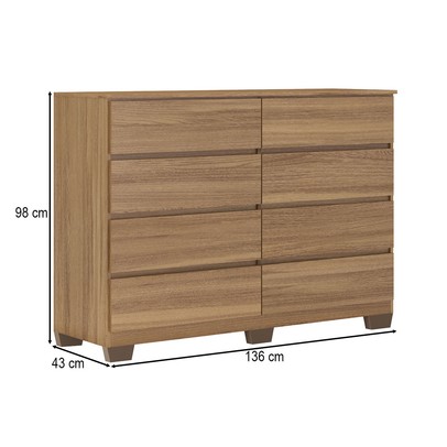Cômoda Sintra 8 Gavetas com Pés Amêndola Touch - Demobile