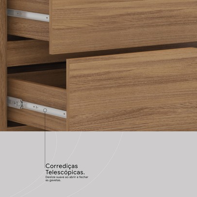 Cômoda Sintra 8 Gavetas com Pés Amêndola Touch - Demobile