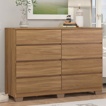 Cômoda Sintra 8 Gavetas com Pés Amêndola Touch - Demobile