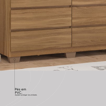 Cômoda Sintra 8 Gavetas com Pés Amêndola Touch - Demobile