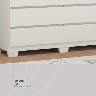 Cômoda Sintra 8 Gavetas com Pés Branco  - Demobile