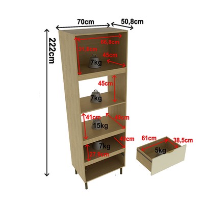 Torre Quente Nanda 2 Portas 1 Gaveta Nature/Arenas - Tecno Mobili