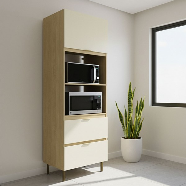 Torre Quente Nanda 2 Portas 1 Gaveta Nature/Arenas - Tecno Mobili