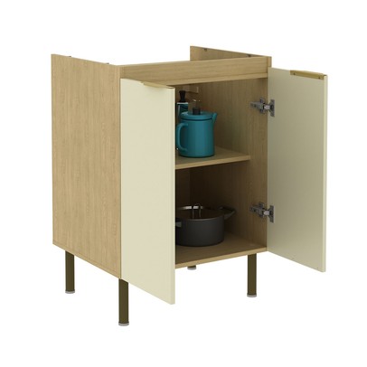 Balcão de Cozinha 60cm Nanda 2 Portas Nature/Arenas - Tecno Mobili