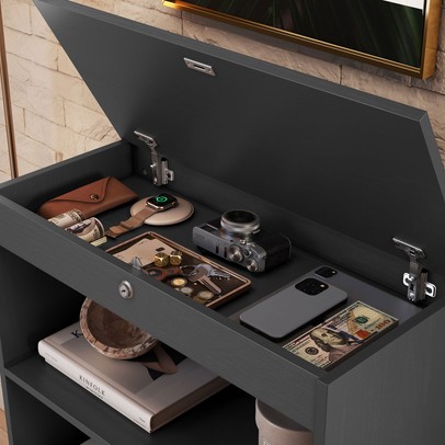 Estante para Livros Lock 2 Portas Grafite - Art In Móveis