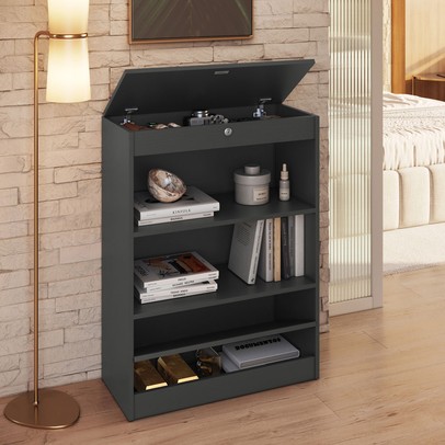 Estante para Livros Lock 2 Portas Grafite - Art In Móveis