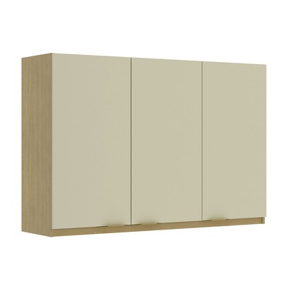 Armário Aéreo Cozinha 120 Cm Nanda 3 Portas Nature/Arenas - Tecno Mobili