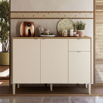 Balcão de Cozinha 120 Cm Soul 3 Portas 1 Gaveta Freijó/Soft - Kits Paraná