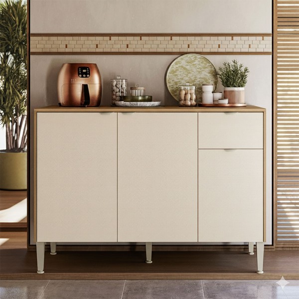 Balcão de Cozinha 120 Cm Soul 3 Portas 1 Gaveta Freijó/Soft - Kits Paraná