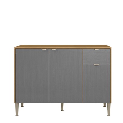 Balcão de Cozinha 120 Cm Soul 3 Portas 1 Gaveta Freijó/Gris - Kits Paraná