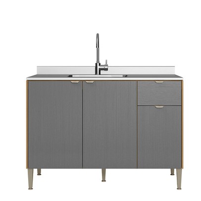 Balcão de Cozinha para Pia 120 Cm Soul 3 Portas 1 Gaveta  Freijó/Gris - Kits Paraná