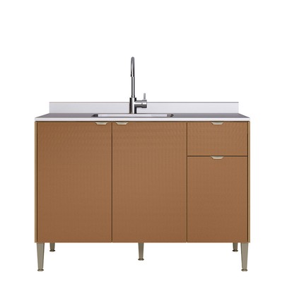 Balcão de Cozinha para Pia 120 Cm Soul 3 Portas 1 Gaveta Freijó/Caramelo - Kits Paraná