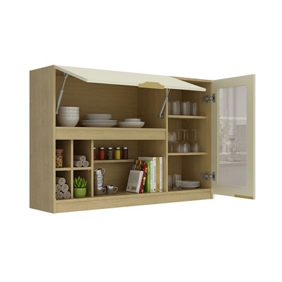 Armário Aéreo Cozinha 120cm 2 Portas com Vidro Nature/Arenas - Tecno Mobili