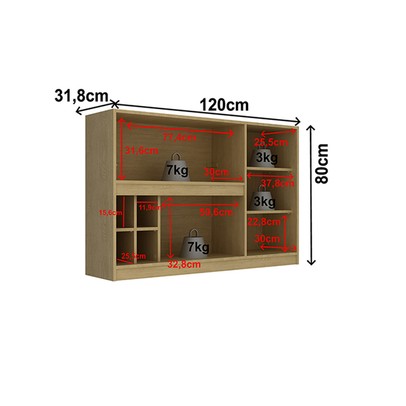 Armário Aéreo Cozinha 120cm 2 Portas com Vidro Nature/Arenas - Tecno Mobili