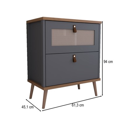 Armário de Banheiro Flandre 60 Cm 1 Porta e 1 Gaveta 100% Mdf Titanium/Freijó - Panorama Móveis