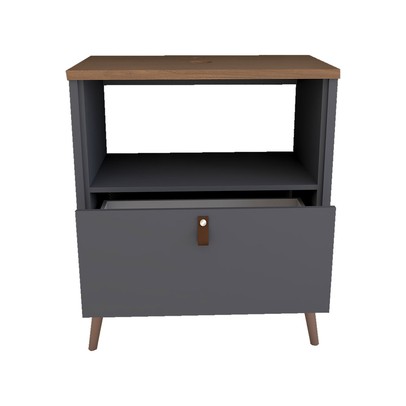 Armário de Banheiro Flandre 60 Cm 1 Porta e 1 Gaveta 100% Mdf Titanium/Freijó - Panorama Móveis