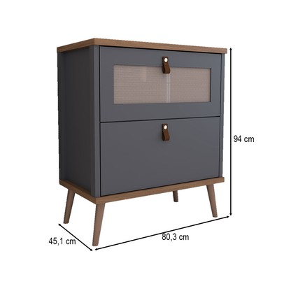 Armário de Banheiro Flandre 80 Cm 1 Porta e 1 Gaveta 100% Mdf Titanium/Freijó - Panorama Móveis