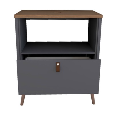 Armário de Banheiro Flandre 80 Cm 1 Porta e 1 Gaveta 100% Mdf Titanium/Freijó - Panorama Móveis