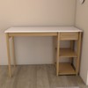 Mesa Escrivaninha Room 1 Gaveta 2 Prateleiras 100% Mdf Branco Brilho/Amêndia - Panorama Móveis