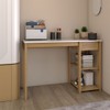 Mesa Escrivaninha Room 1 Gaveta 2 Prateleiras 100% Mdf Branco Brilho/Amêndia - Panorama Móveis