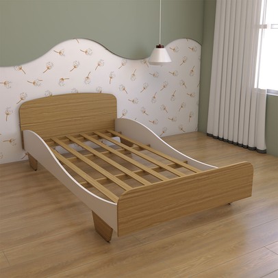 Cama Infantil Sonho 100% Mdf Branco Brilho/Amêndoa - Panorama Móveis