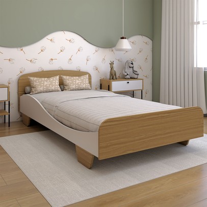Cama Infantil Sonho 100% Mdf Branco Brilho/Amêndoa - Panorama Móveis