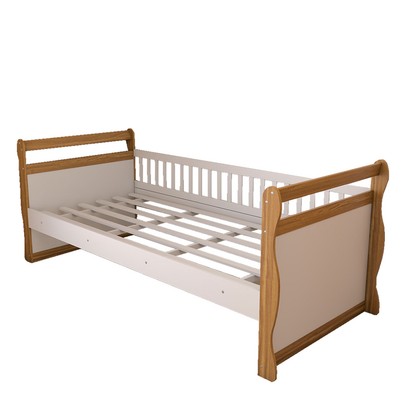 Cama Infantil Mary 100% Mdf Branco Brilho/Amêndoa - Panorama Móveis