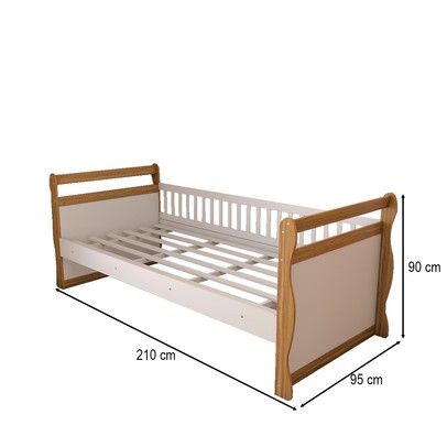 Cama Infantil Mary 100% Mdf Branco Brilho/Amêndoa - Panorama Móveis
