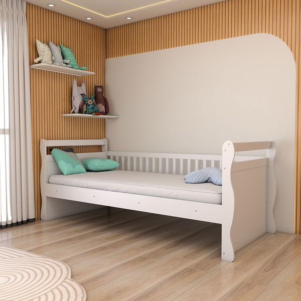 Cama Infantil Mary 100% Mdf Branco Brilho - Panorama Móveis