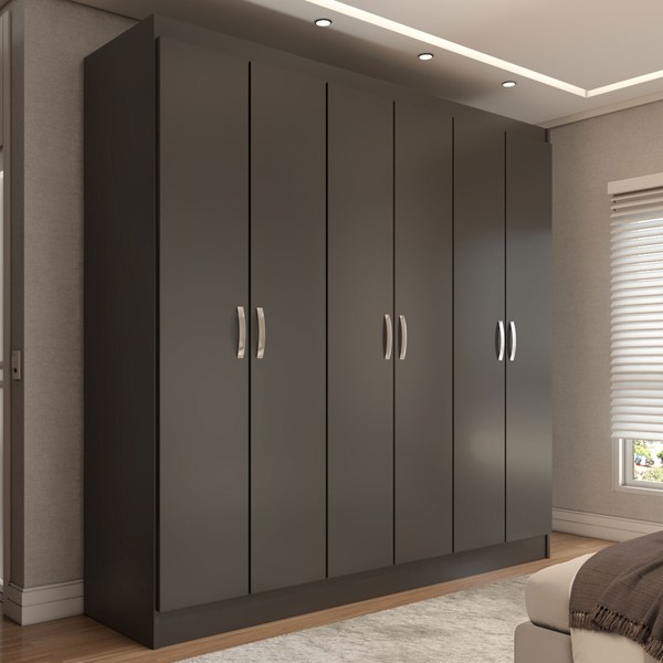 Guarda-Roupa Casal Normandia 6 Portas 2 Gavetas Black - Panorama Móveis