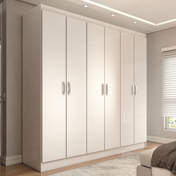 Guarda-Roupa Casal Normandia 6 Portas 2 Gavetas Branco - Panorama Móveis
