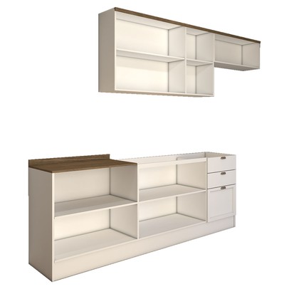 Cozinha Competa Omaha 8 Portas 3 Gavetas 100% Mdf Branco/ébano - Panorama Móveis