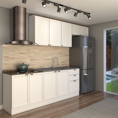 Cozinha Competa Omaha 8 Portas 3 Gavetas 100% Mdf Branco/ébano - Panorama Móveis