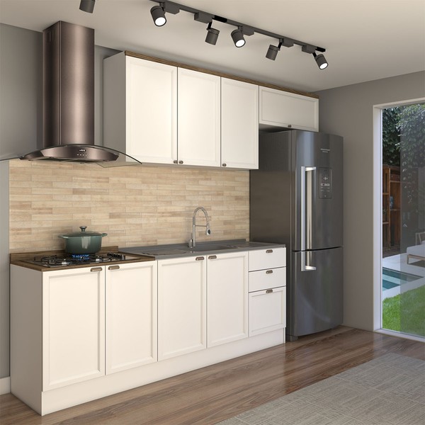 Cozinha Competa Omaha 8 Portas 3 Gavetas 100% Mdf Branco/ébano - Panorama Móveis