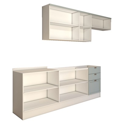 Cozinha Competa Omaha 8 Portas 3 Gavetas 100% Mdf Branco/Fendi - Panorama Móveis