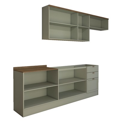 Cozinha Competa Omaha 8 Portas 3 Gavetas 100% Mdf Mint/Fendi - Panorama Móveis