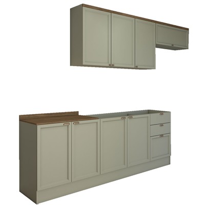 Cozinha Competa Omaha 8 Portas 3 Gavetas 100% Mdf Mint/Fendi - Panorama Móveis