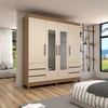 Guarda-Roupa Casal Romenia 4 Portas 6 Gavetas Amêndola/Off White - Panorama Móveis