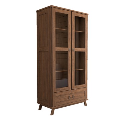 Cristaleira Caen 2 Portas 1 Gaveta Madeira Maciça Imbuia - Panorama Móveis